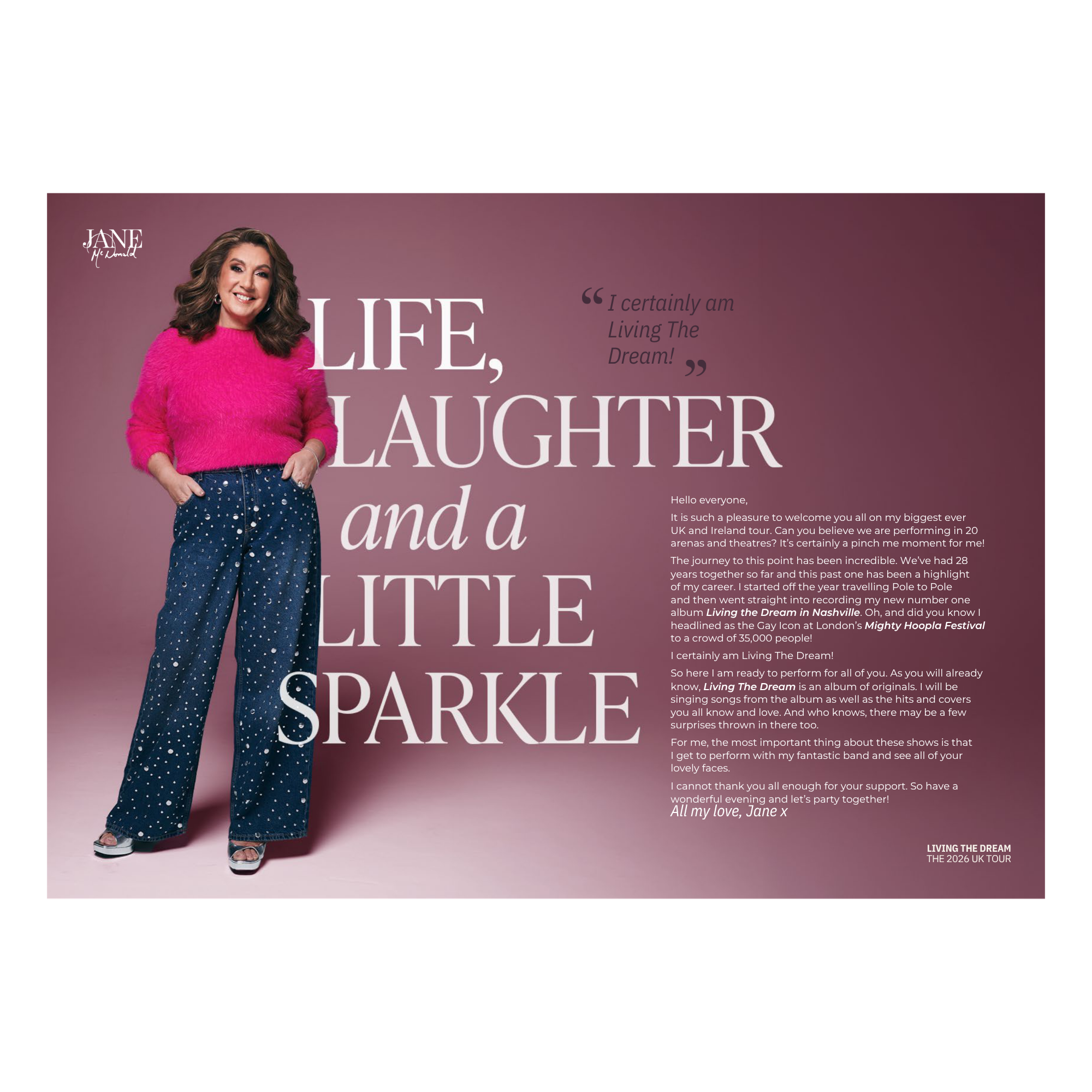 Jane McDonald Tour 2026 Programme